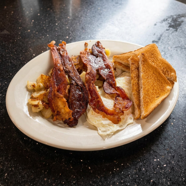 2 Eggs Fries & Meat.