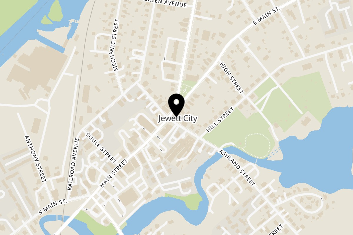 Map showing the location of Dean's Corner Diner on 1 E Main St # A in Jewett City